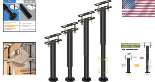 10-17 Inch Adjustable Center Support Bed Legs - Heavy Duty Stability Set of 4