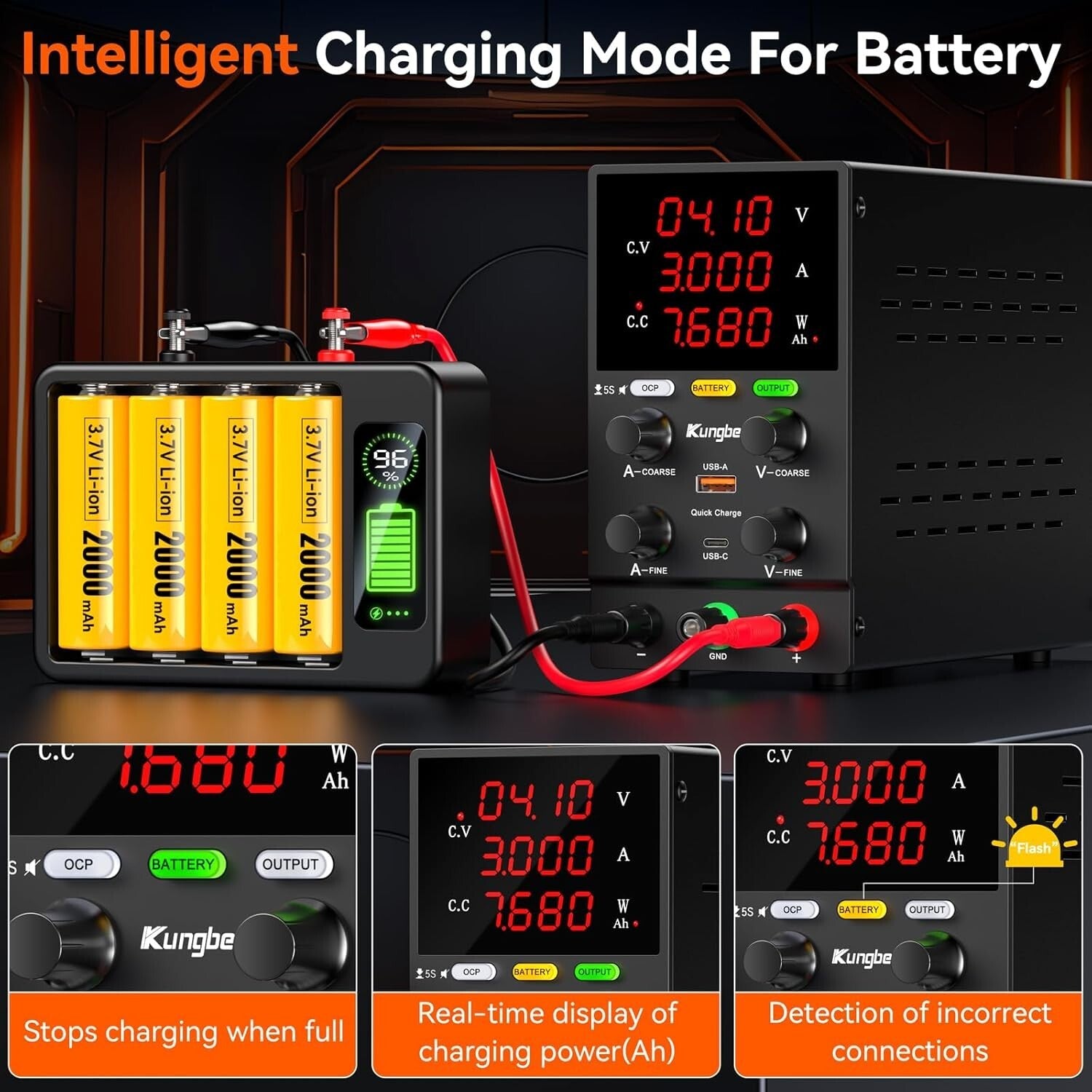 Compact 30V 10A Bench DC Power Supply: Intelligent Charging & Safety Alarms
