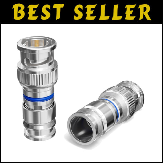 100 Pack Male BNC Compression Connectors - Easy Install for Security Systems