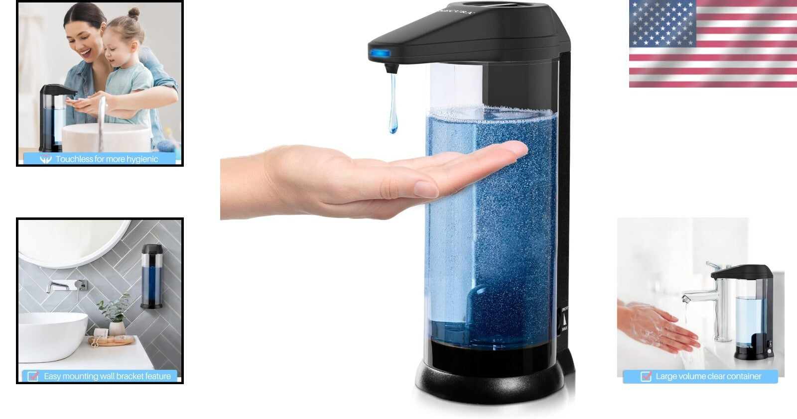 Touchless 17oz Automatic Soap Dispenser – Adjustable Volume Control in Black