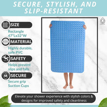 Load image into Gallery viewer, Comfortable Extra Large Shower Mat 47x32 with Drain Holes - Aqua Blue Safety Mat