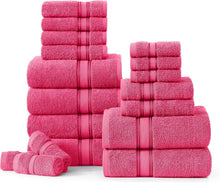 Load image into Gallery viewer, Elegant 18-Piece Fuchsia Towel Collection - Machine Washable, Oeko-Tex Certified