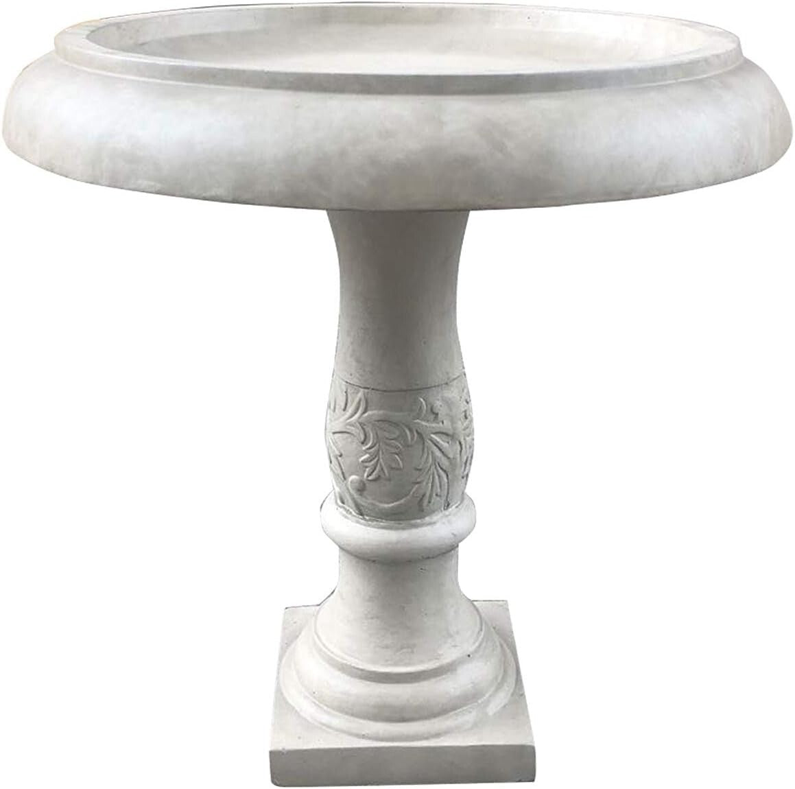 Elegant 24.5" Traditional Flower Pattern Concrete Birdbath for Garden Birds
