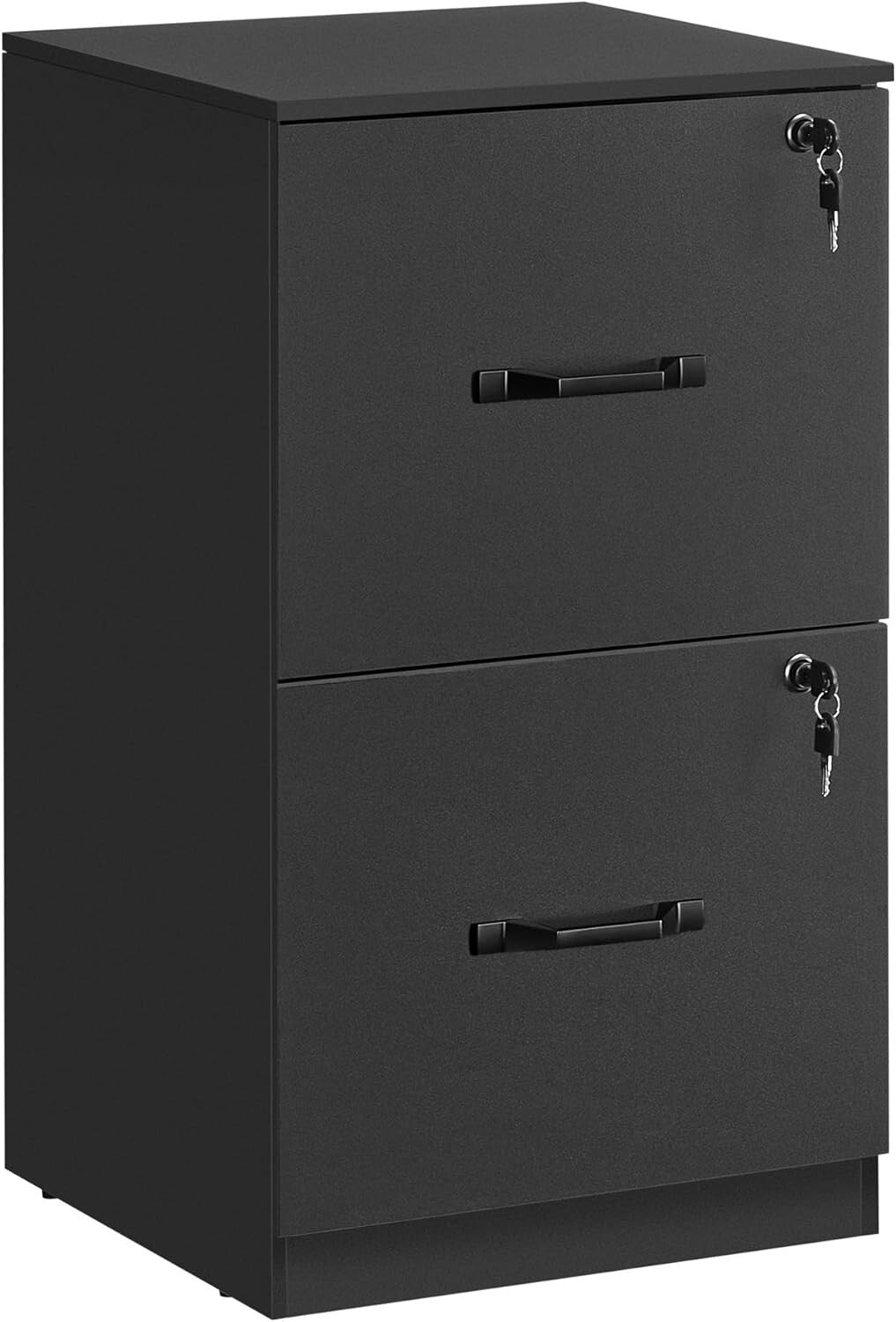 Stylish Ink Black Office Filing Cabinet with Lockable Drawers - Freestanding