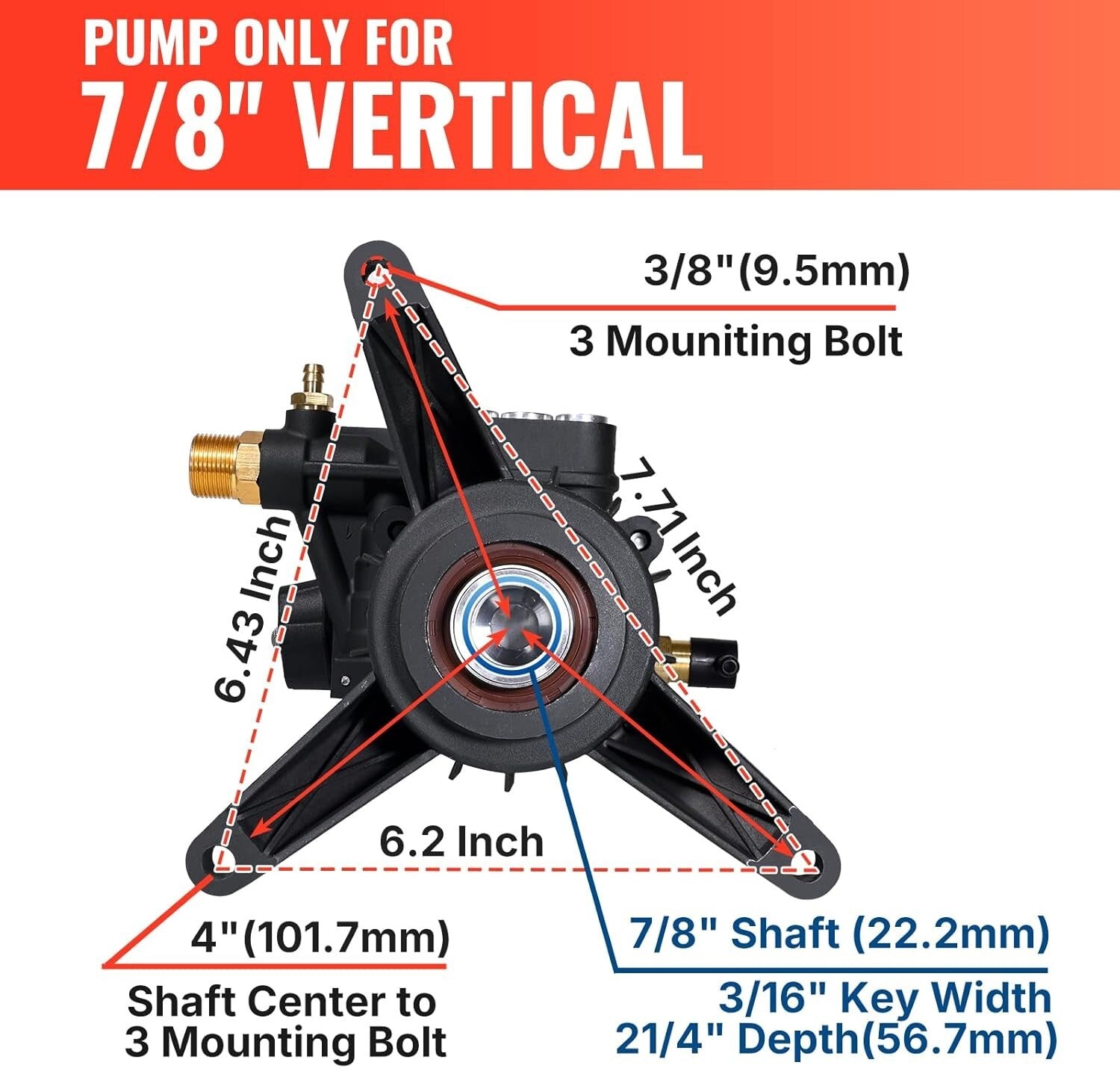 Durable 3400 PSI Vertical Pressure Washer Pump - Effortless Maintenance & Setup