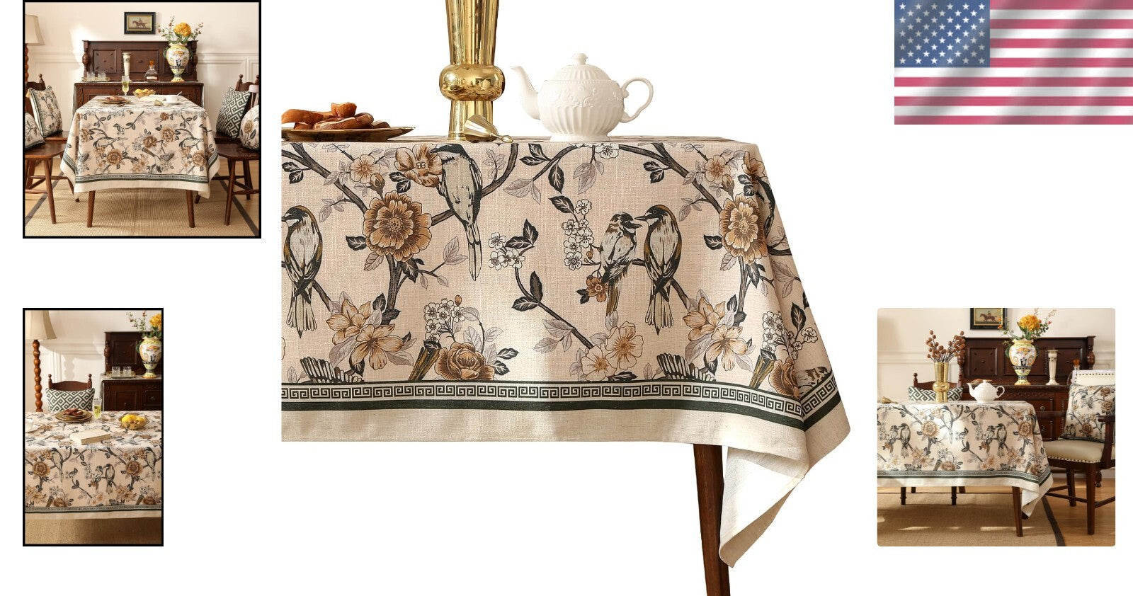 Hand-Painted Floral Table Cover for Rectangle Tables - Perfect for Gatherings