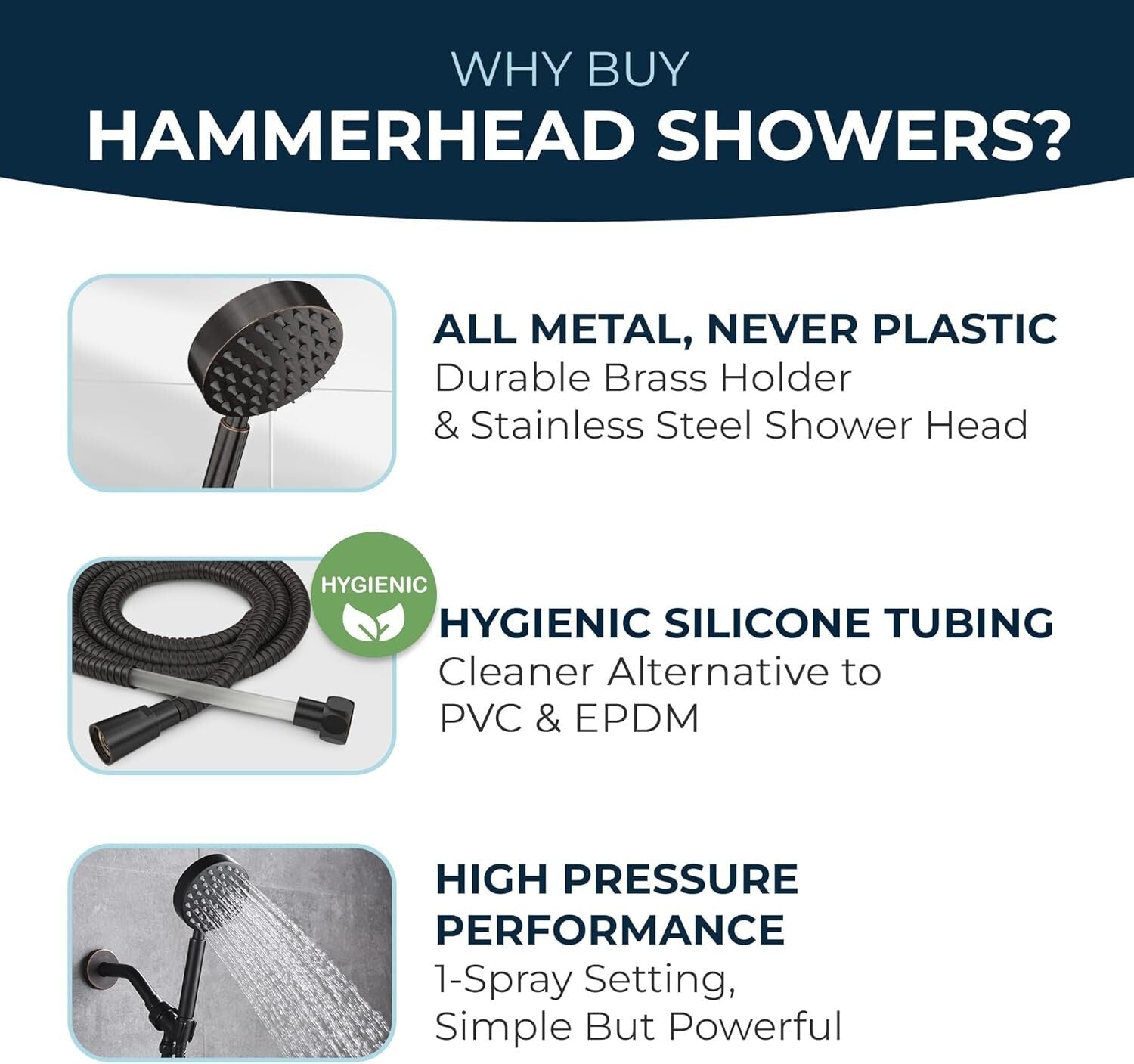 Durable Oil Rubbed Bronze Handheld Shower Head - 72in Hose & Adjustable Bracket