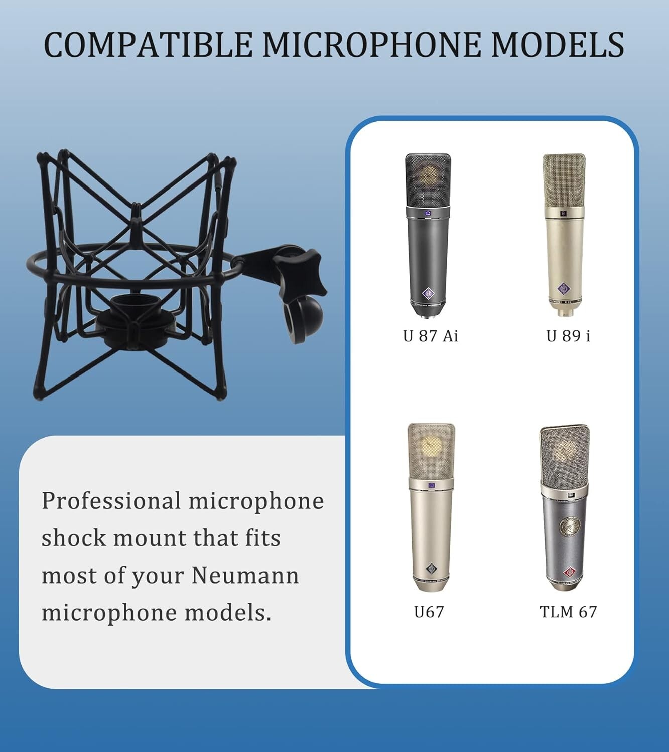 Versatile Shockmount Stand for Neumann Microphones - 5/8"-3/8" Adaptor Included