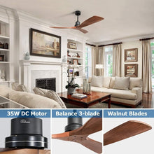 Load image into Gallery viewer, Reversible DC Motor Ceiling Fan - 52 Inch Matte Black Flush Mount with Remote
