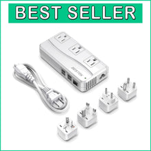 Load image into Gallery viewer, Universal Travel Adapter 220V to 110V &amp; 4-Port USB Charger - Compact &amp; Secure