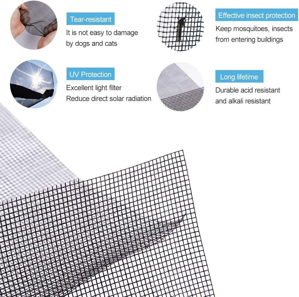 Fire-Resistant Fiberglass Screen Roll 48"x100" - Ideal for Windows and Doors