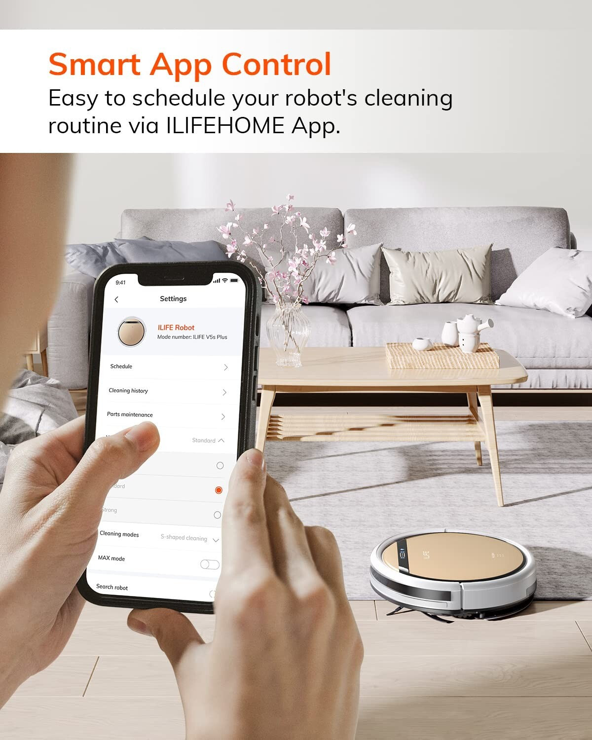 Slim Design Robot Vacuum & Mop Combo – Automatic Cleaning for Hard Floors & Pets