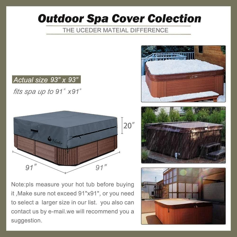 Customizable Dark Gray Hot Tub Cover - 600D Waterproof with Secure Lock Design