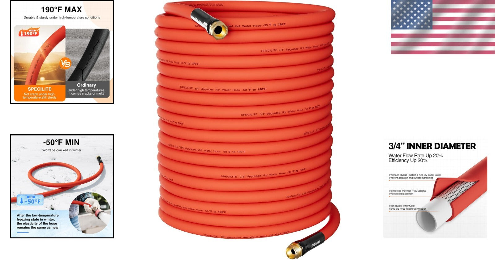 150ft Kink-Free Garden Hose with 3/4" Brass Fittings - All-Weather Performance