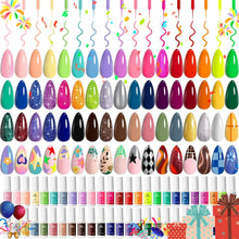 Load image into Gallery viewer, 50-Color Glitter Gel Nail Art Set with Built-in Brushes - Spring Summer Shades