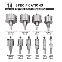 Load image into Gallery viewer, 14-Piece TCT Hole Saw Kit - Tungsten Alloy Drill Bits for Metal Cutting