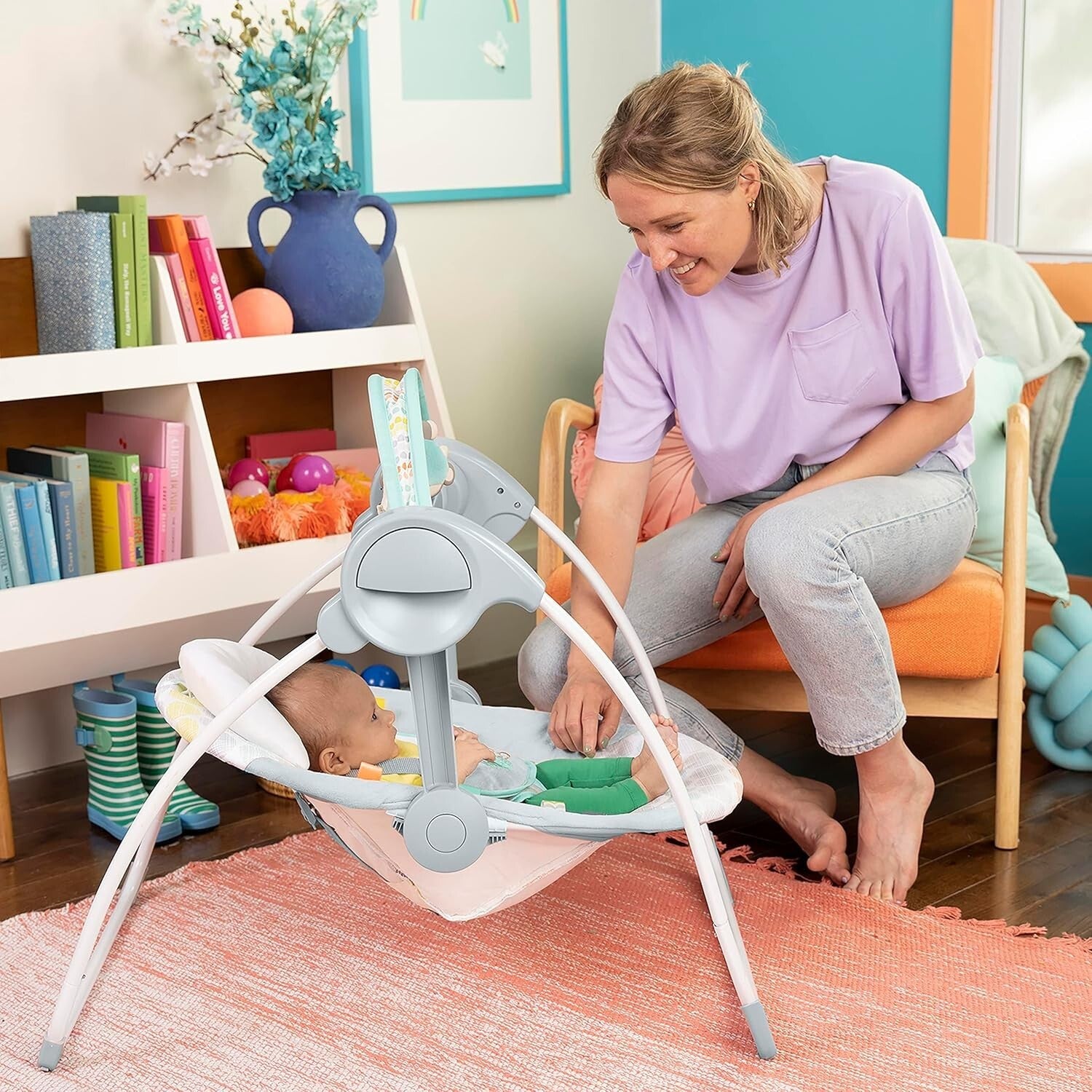 Whimsical Wild Baby Swing - 6 Speed, 2 Recline Positions for Infants 0-20 lbs