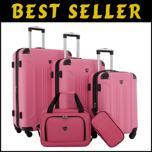 Vibrant Hot Pink Chicago 5-Piece Expandable Luggage Set with Smooth-Glide Wheels