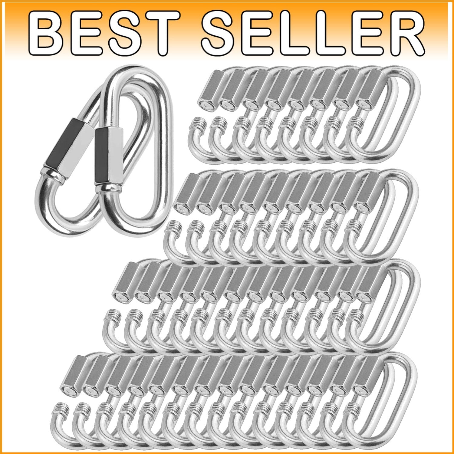 Heavy Duty 620lbs Quick Link Connector - 100 Pack Galvanized Carabiner Clips