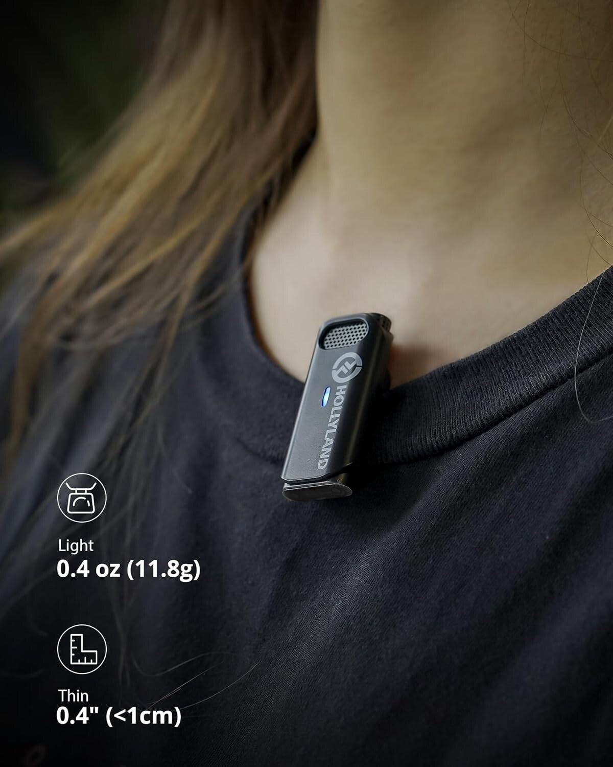 Active Noise Cancelling Lavalier Mic - 32H Battery, Ideal for iPhone/iPad Users