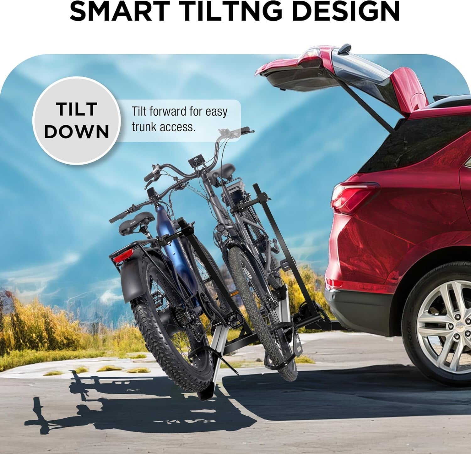 Heavy-Duty Hitch Mount Bike Rack for E-Bikes - Fits SUVs & RVs with 2” Receiver