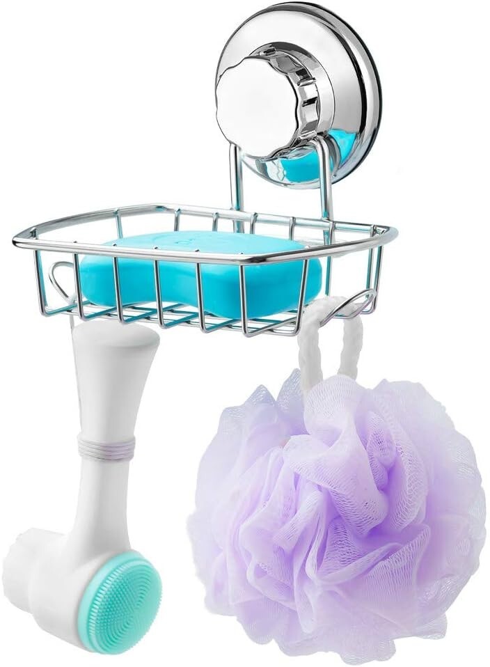 Elegant Waterproof Shower Organizer Pack - 2 Suction Cup Caddies + 2 Soap Dishes