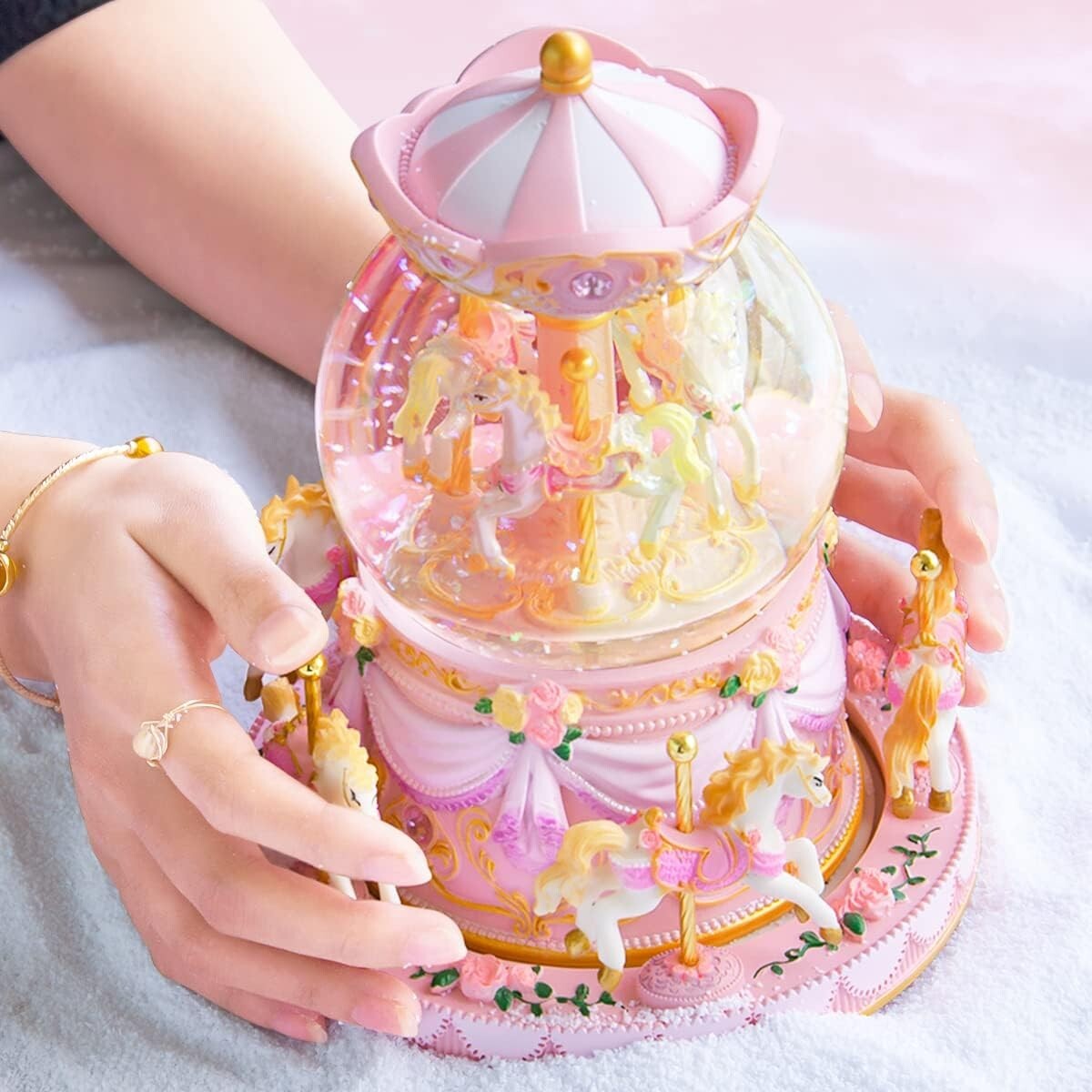 Enchanting Snow Globe Music Box: 'You Are My Sunshine' with Multi-Color Lights