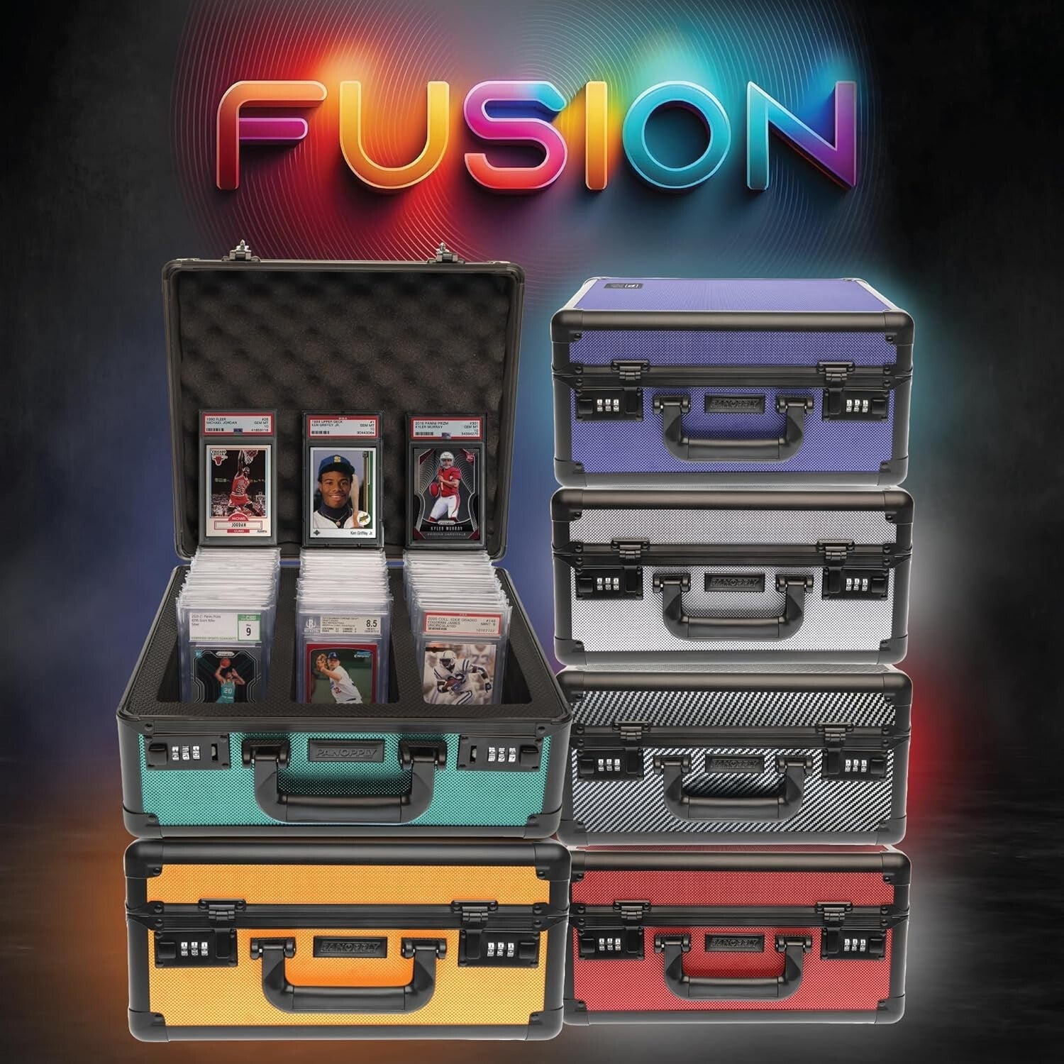 Elegant Green Aluminum Card Case for Graded Sports Cards - 3 Compartment Vault