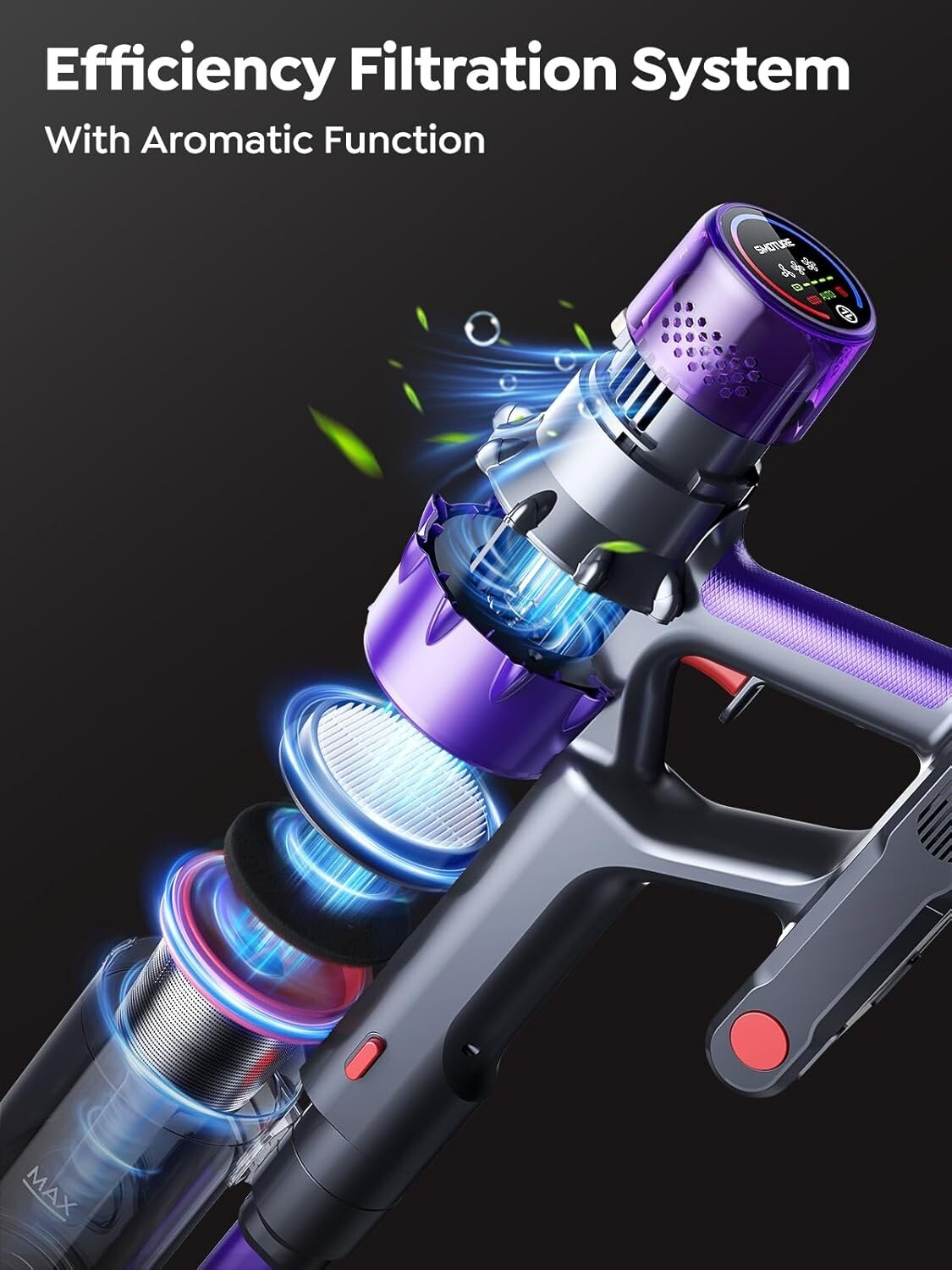 Smart Cordless Vacuum with 45KPA Suction, Auto Mode & 60 Mins Runtime for Homes