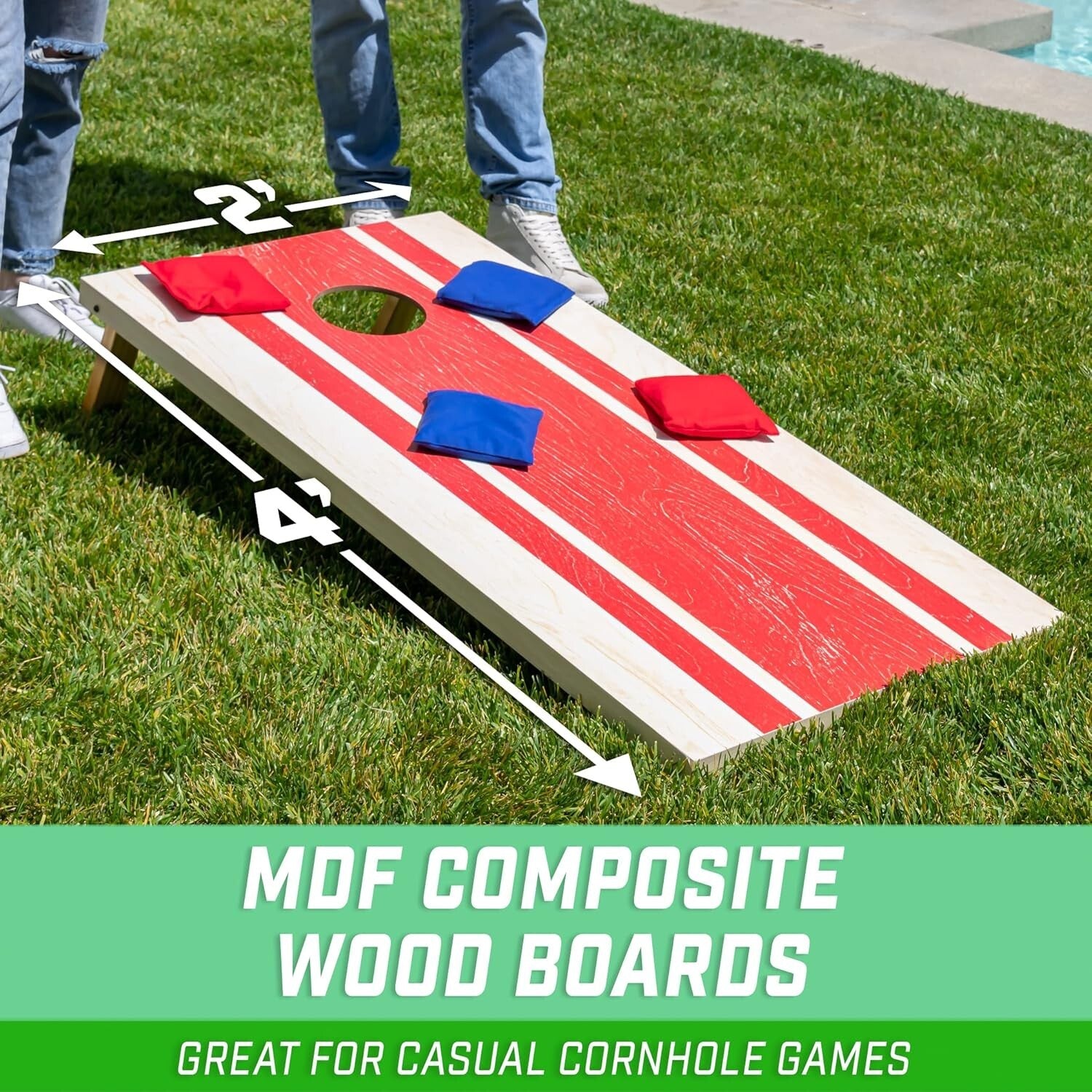 Complete Cornhole Game Set – 4'x2' Boards, 8 Bean Bags, Lightweight Carry Case