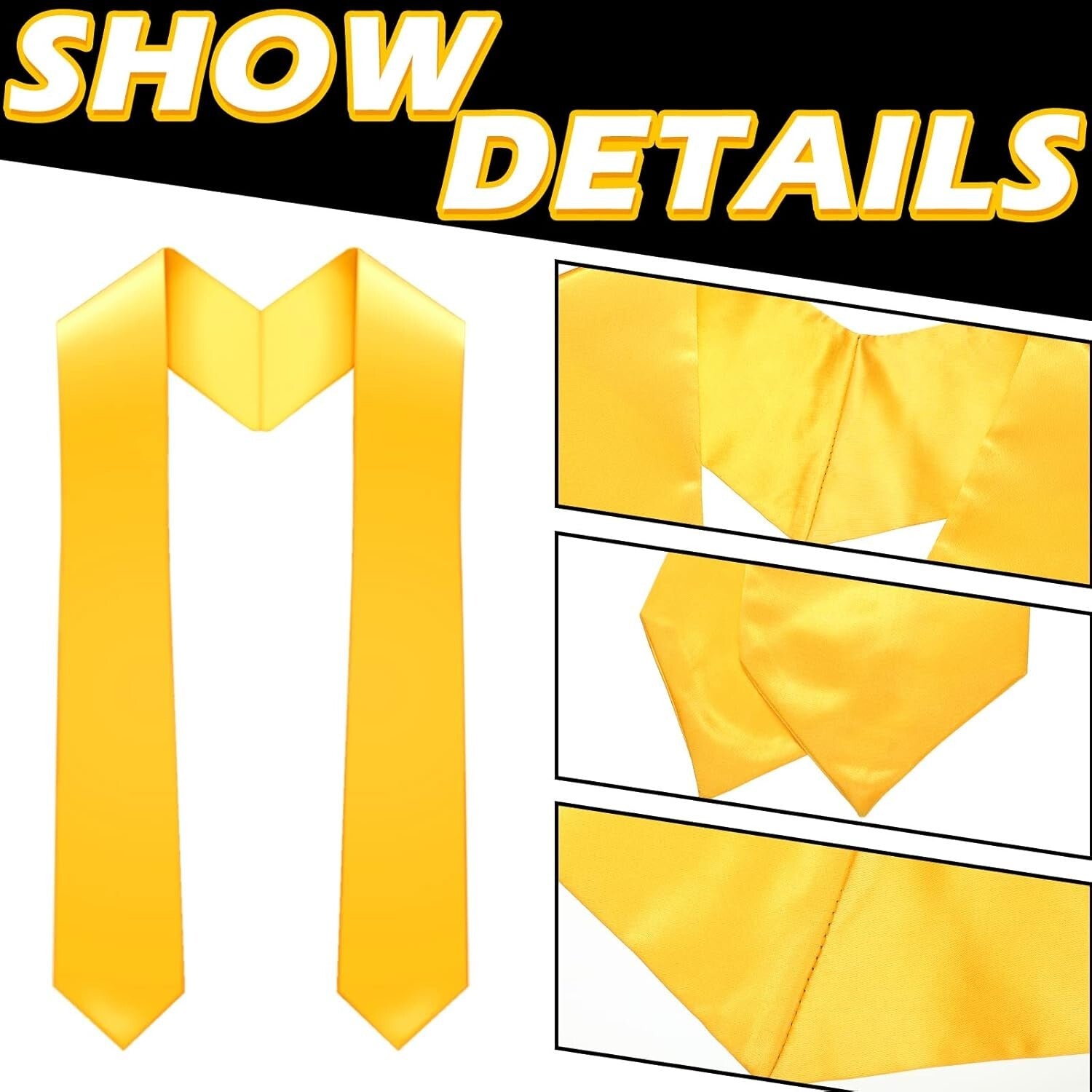 Bulk 12-Pack Unisex Graduation Stoles - Customizable 70-Inch Satin Sashes
