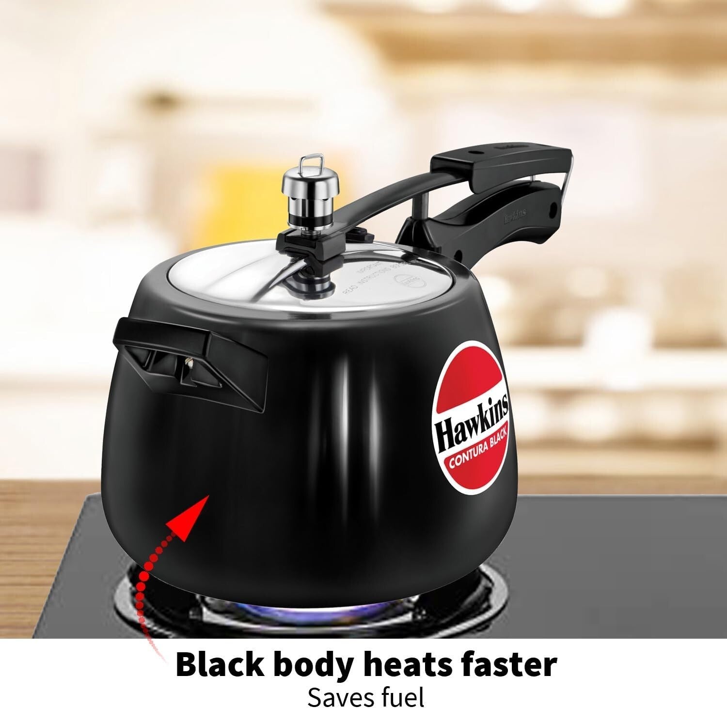 4L Hard Anodized Black Pressure Cooker - Modern Design for Fast Cooking