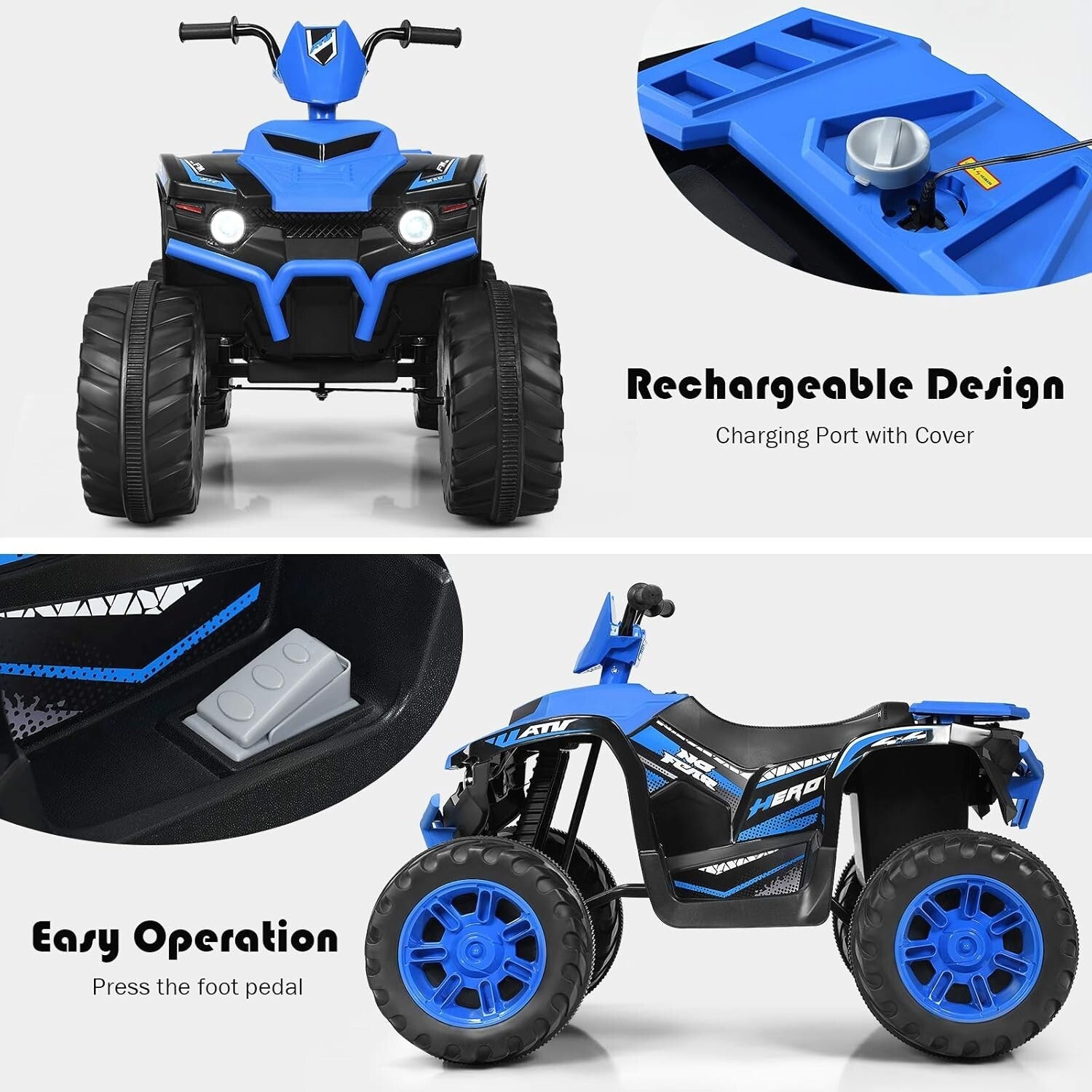 Durable Kids 12V Electric ATV with High/Low Speed, Horn & Music - Perfect Gift