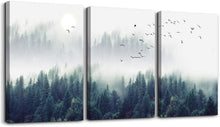 Load image into Gallery viewer, Elegant Forest Trees Landscape Canvas Art - Stretched &amp; Framed Set of 3