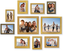 Load image into Gallery viewer, Set of 10 Vintage Gold Gallery Frames with Crystal Clear Glass for Elegant Di...