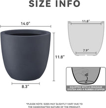 Load image into Gallery viewer, Elegant 14" Diameter Concrete Planter with Rubber Plug - Perfect for Every Space