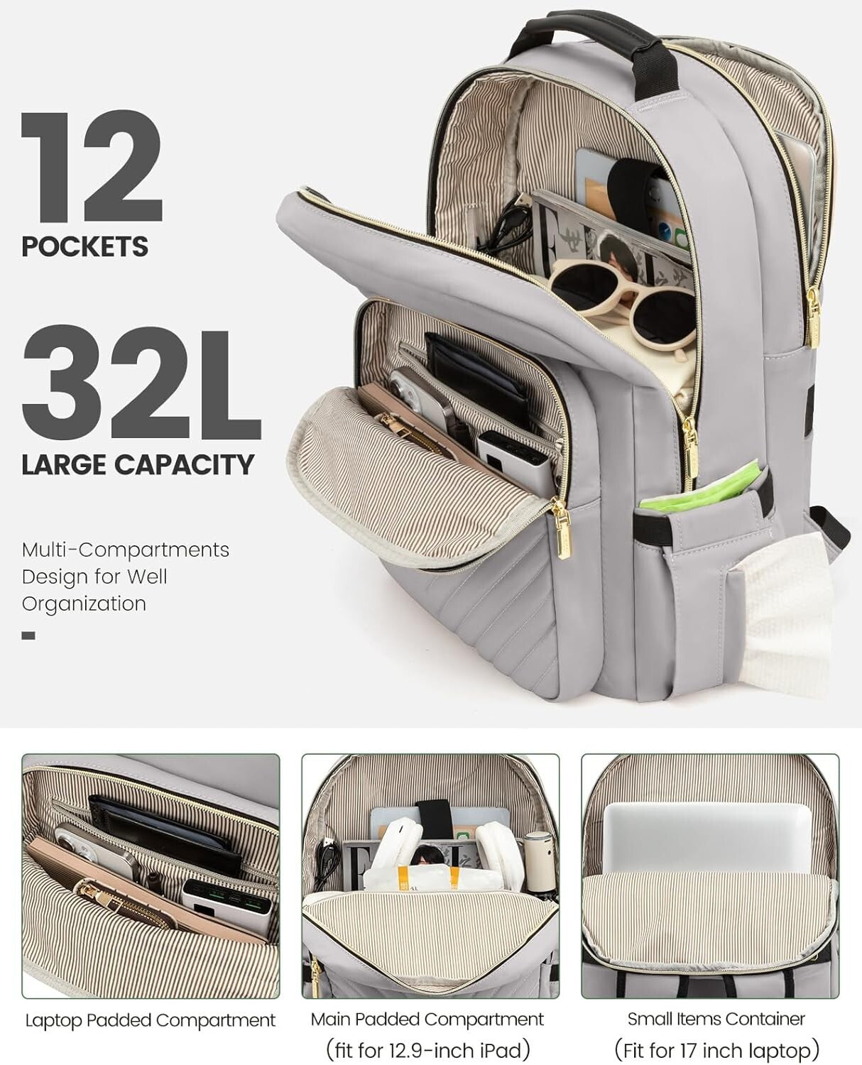 Durable Travel Backpack for Women - 17-Inch Laptop Compartment & Comfy Straps