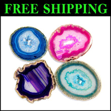 Load image into Gallery viewer, Colorful Agate Coaster Set (4) with Non-Slip Bumpers for Stylish Interiors