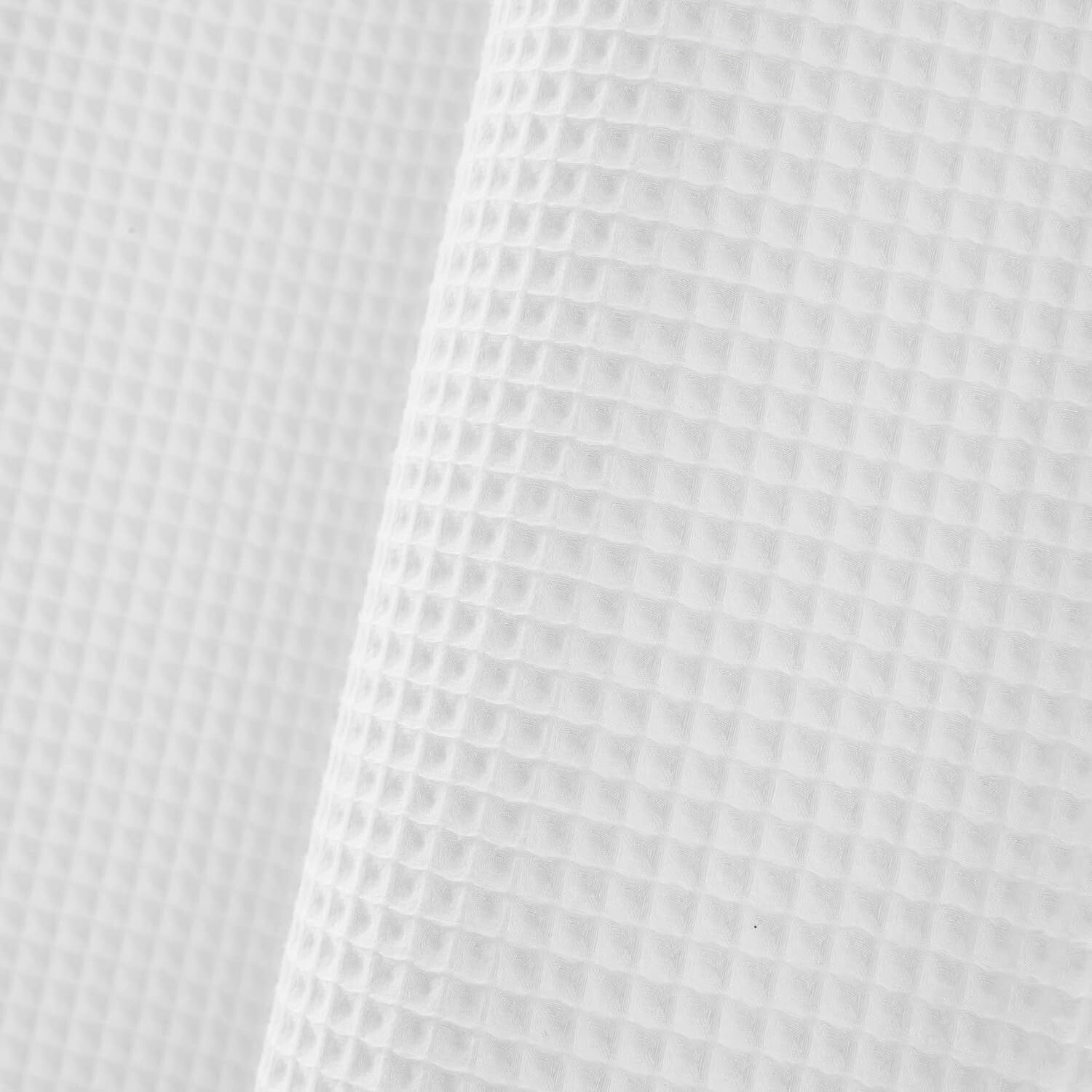 No Hooks Needed White Waffle Shower Curtain with Machine Washable Liner, 71 x 74