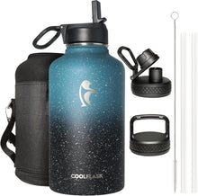 Load image into Gallery viewer, Stylish 64 oz Stainless Steel Water Flask with 3 Functional Lids - Gym Essential