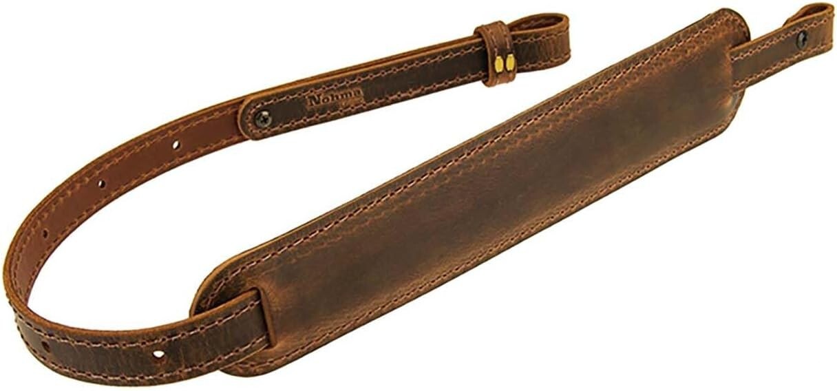 Classic Buffalo Leather Rifle Sling - Secure Carry with Stylish Accent Stitching