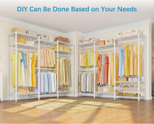 Load image into Gallery viewer, Freestanding White Closet Wardrobe Rack - Supports 890 lbs, 8 Shelves Included