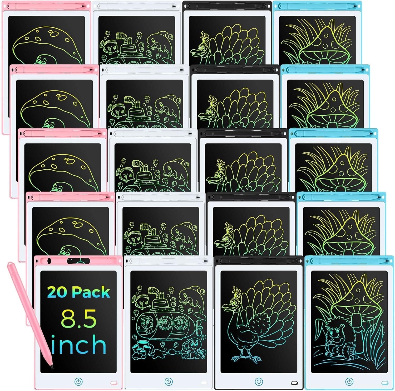 Eye-Protecting Writing Tablets for Kids - Colorful 8.5 Inch LCD Doodle Boards