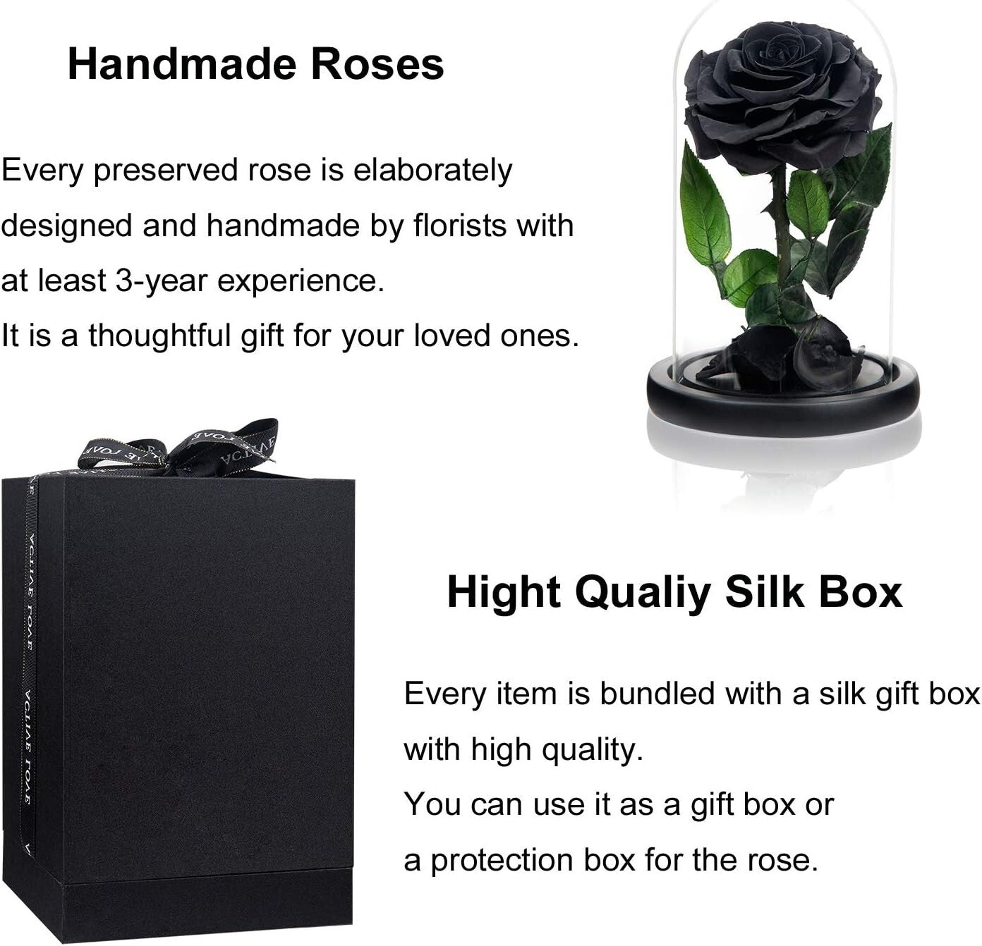 Elegant Black Rose Gift in Silk Box - Lasting Beauty for Mother’s Day & Beyond