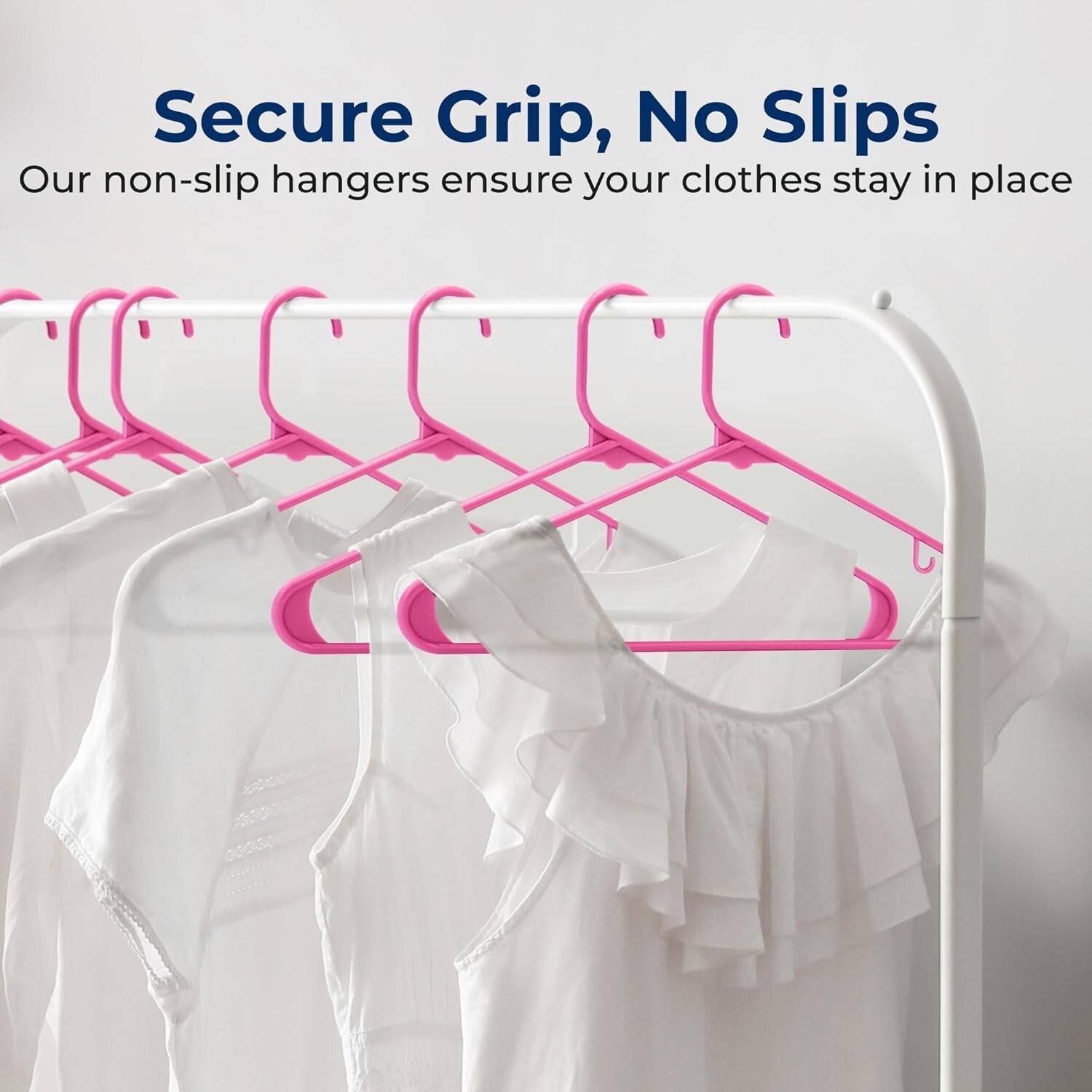 Organize with 100 Non-Slip Triangle Plastic Hangers, Pink, for Every Garment