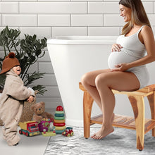 Load image into Gallery viewer, 24-Inch Teak Wood Waterproof Shower Bench with Storage Shelf &amp; Adjustable Feet