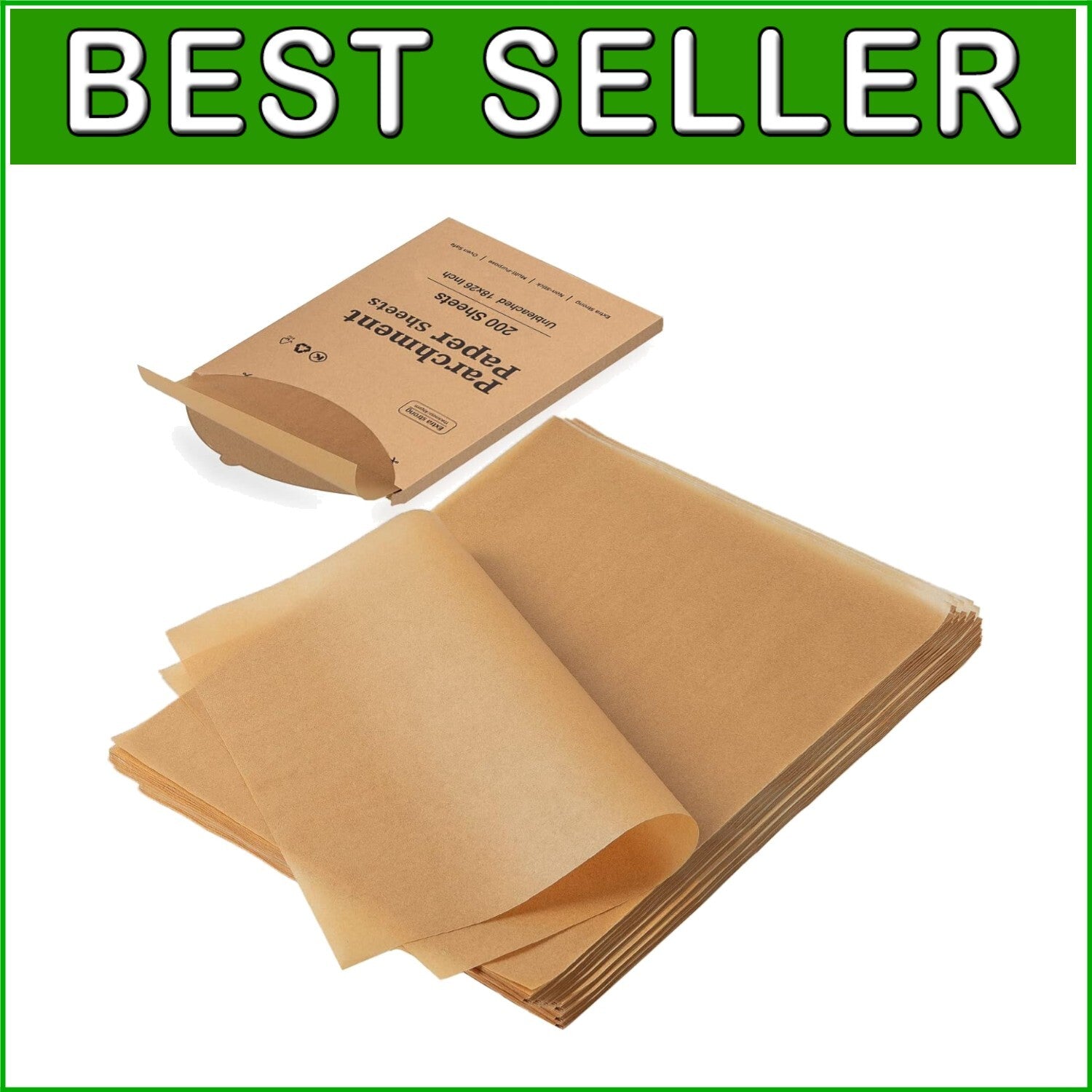 Durable 200Ct Heavy Duty Parchment Paper Sheets, 45gsm for Oven & Microwave