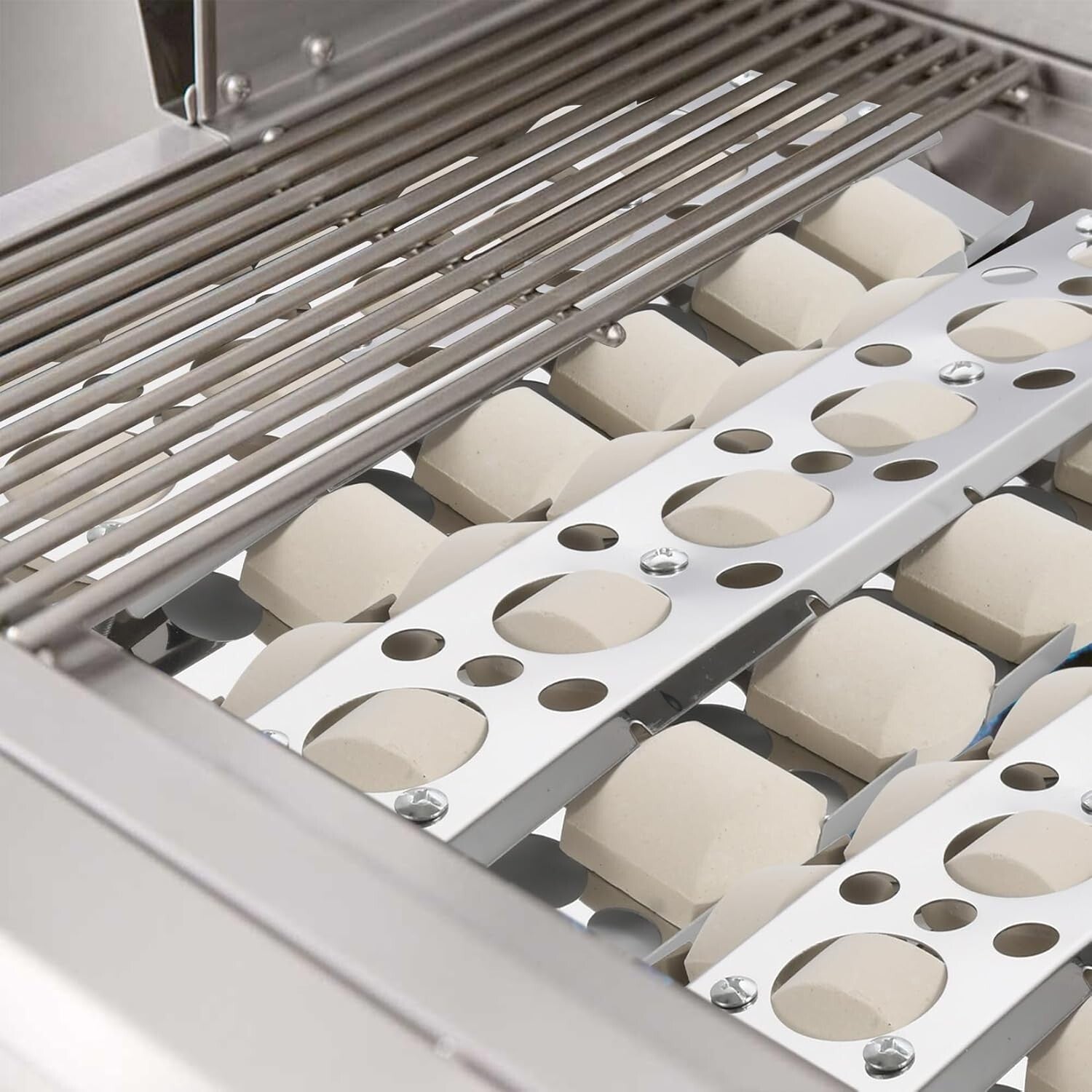 Durable 16.5" Stainless Steel Heat Trays with Ceramic Briquettes for BBQ Grills