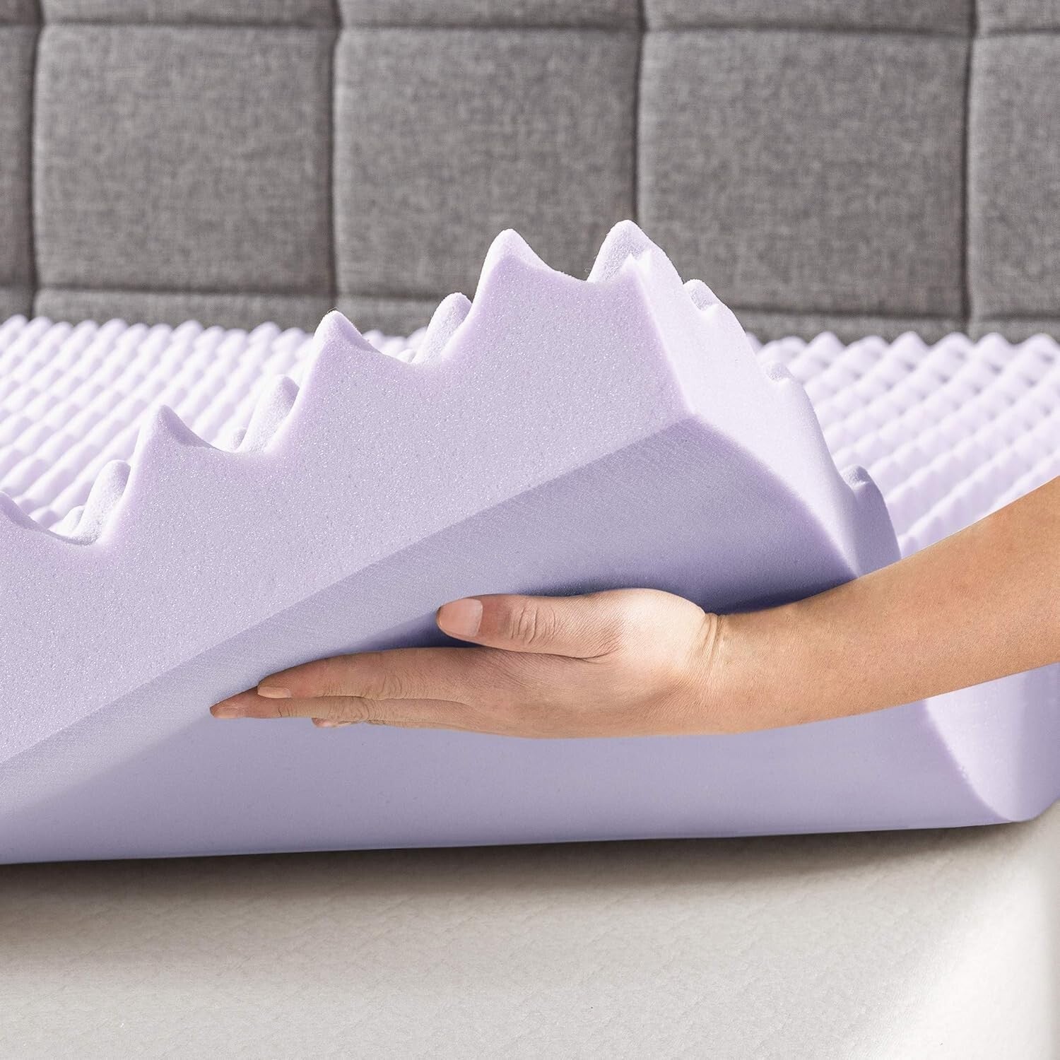 Full Size Egg Crate Memory Foam Topper - Soft Lavender Infusion for Comfort