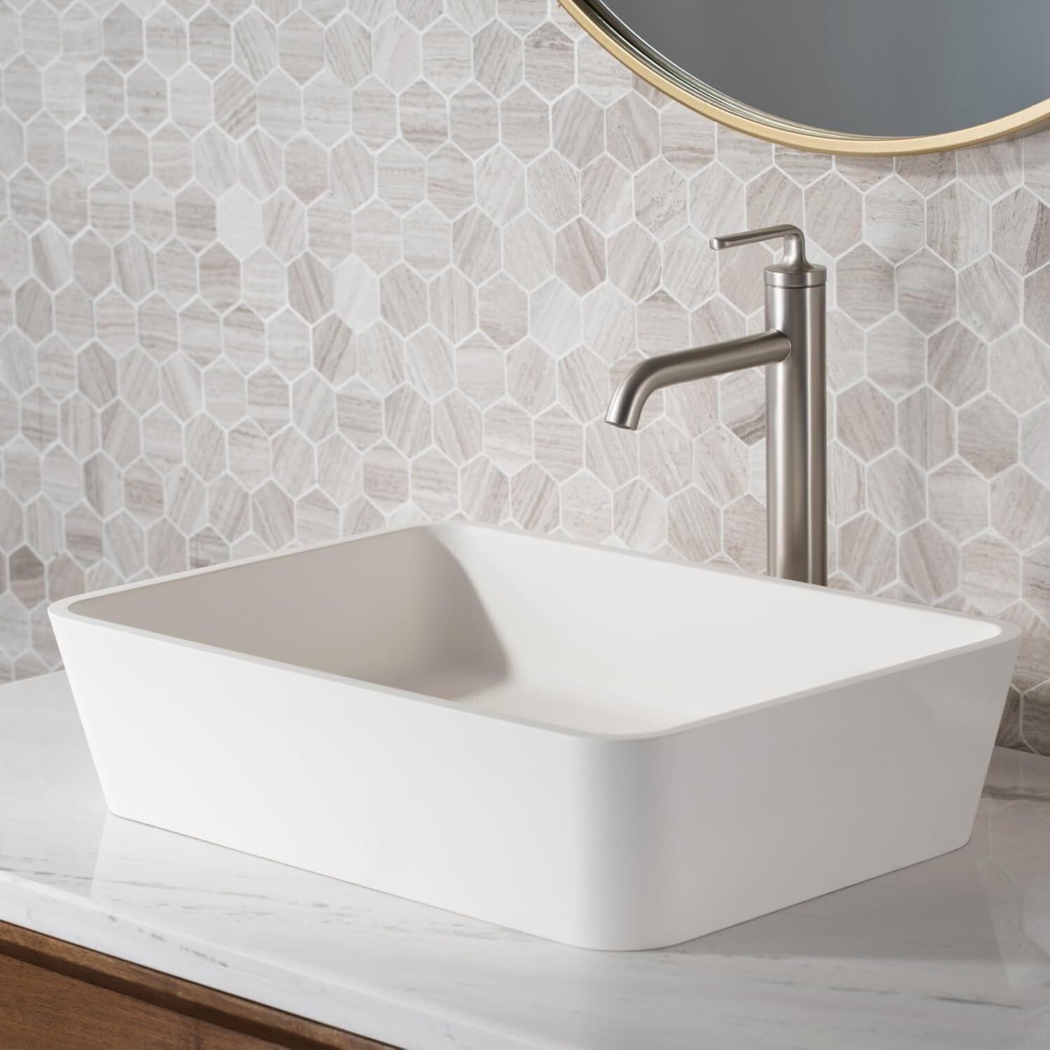 Brushed Gold Single Handle Vessel Sink Faucet with Pop-Up Drain - Elegant Design